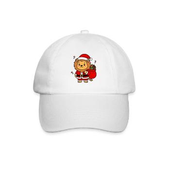 Niedliche Kawaii Santa Lion Weihnachtsgeschenktüten-Kunst - Baseballkappe - Weiß/Weiß - Vorne