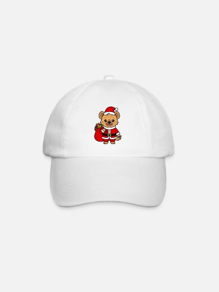 Süße Kawaii Hyäna Santa Weihnachtsgeschenktüte - Baseballkappe - Weiß/Weiß