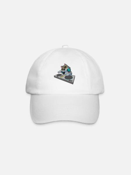 Katze DJ Musik - Baseballkappe - Weiß/Weiß