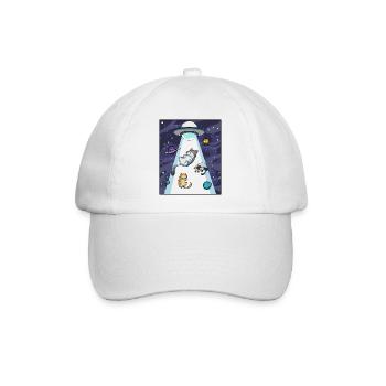 Katze UFO Entführung - Baseballkappe - Weiß/Weiß - Vorne