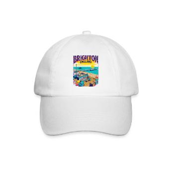 City Retro Brighton England Seaside Coastal - Baseballkappe - Weiß/Weiß - Vorne