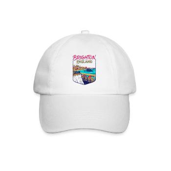 City Vintage Brighton England Coastal Skyline - Baseballkappe - Weiß/Weiß - Vorne