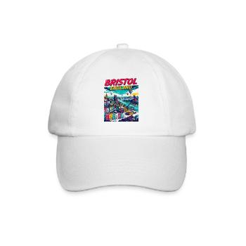 Retro Bristol England City Skyline Travel - Baseballkappe - Weiß/Weiß - Vorne