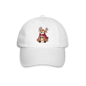 Winterkuschel Rentier mit Tee - Baseballkappe - Weiß/Weiß - Vorne