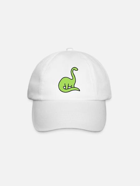 Lime Dino Silhouette auf Schwarz - Baseballkappe - Weiß/Weiß