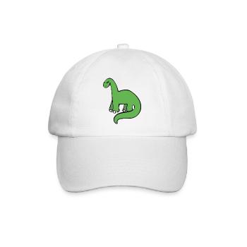 Smaragdgrüner Dino auf Schwarz - Baseballkappe - Weiß/Weiß - Vorne