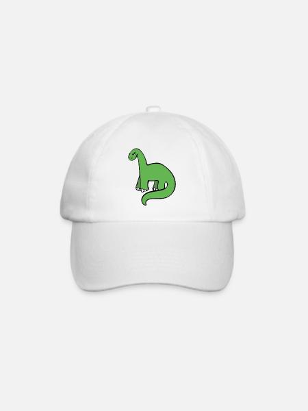 Smaragdgrüner Dino auf Schwarz - Baseballkappe - Weiß/Weiß