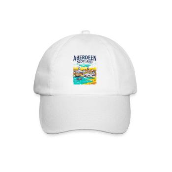 Retro Aberdeen Scotland City Skyline Novelty - Baseballkappe - Weiß/Weiß - Vorne