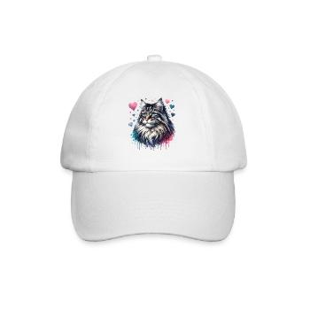 Norwegische Waldkatze - Baseballkappe - Weiß/Weiß - Vorne