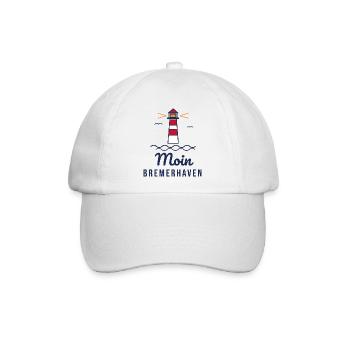 Moin Bremerhaven – Leuchtturm Nordsee Motiv - Baseballkappe - Weiß/Weiß - Vorne