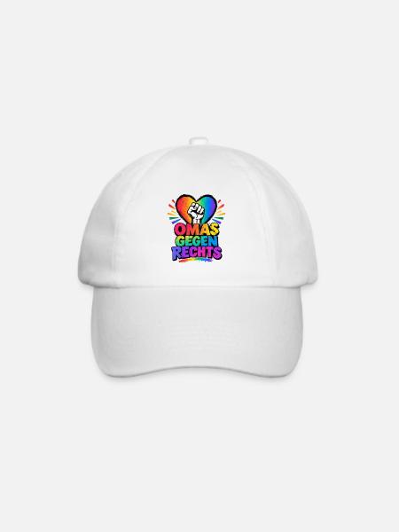 OMAS GEGEN RECHTS – Regenbogen Herz - Baseballkappe - Weiß/Weiß