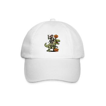 Skelett reitet Dino Halloween Kostüm Dinosaurier - Baseballkappe - Weiß/Weiß - Vorne