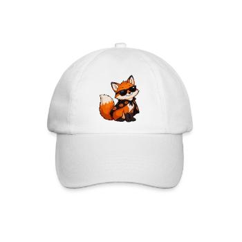 Fuchs mit Sonnenbrille und Kürbiscape - Baseballkappe - Weiß/Weiß - Vorne