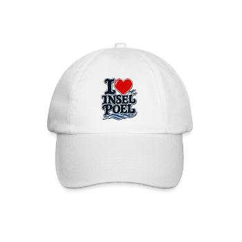 I Love Insel Poel – Ostsee Liebe mit Herz - Baseballkappe - Weiß/Weiß - Vorne