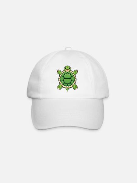 Kuschelige Grünschildkröte - Baseballkappe - Weiß/Weiß