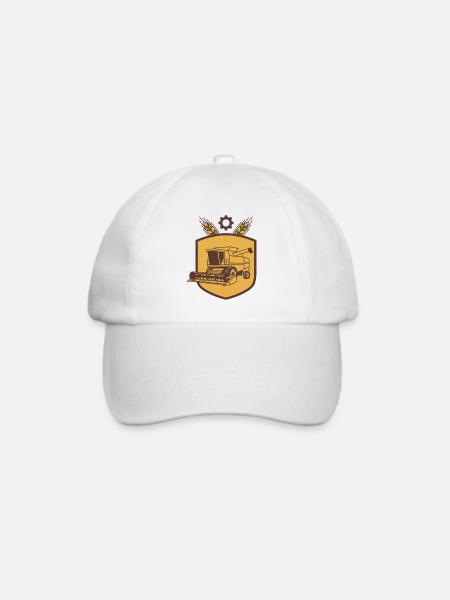 Lohnunternehmen Wappen Mähdrescher – personalisier - Baseballkappe - Weiß/Weiß