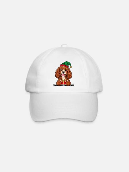 Weihnachten Cavapoo - Baseballkappe - Weiß/Weiß