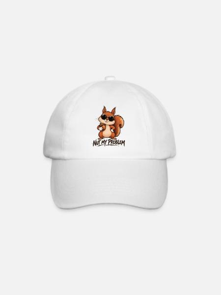 Nut My Problem Lustiges Eichhörnchen - Baseballkappe - Weiß/Weiß
