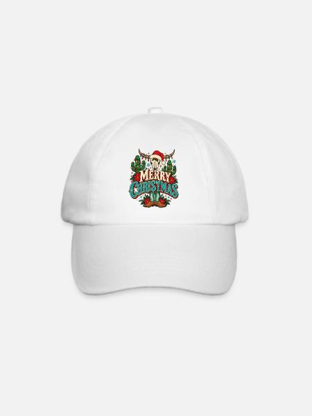Weihnachts-Skull mit Cowboy-Glanz - Baseballkappe - Weiß/Weiß