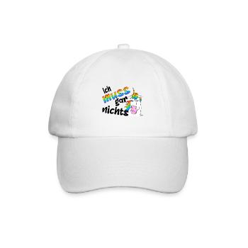 Ich muss gar nichts, lustiges mürrisches Einhorn - Baseballkappe - Weiß/Weiß - Vorne