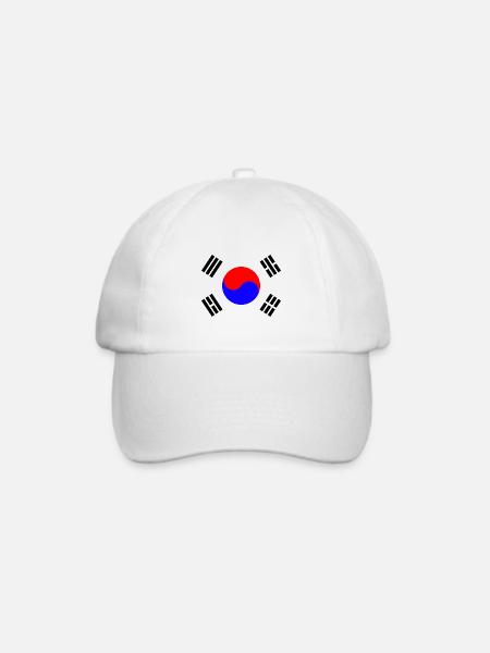 Süd Korea Flagge T-Shirt Geschenk Wappen Land - Baseballkappe - Weiß/Weiß