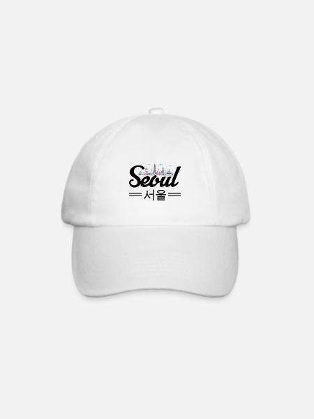 Seoul Korea Südkorea Koreanisch Stadt K-Pop - Baseballkappe - Weiß/Weiß