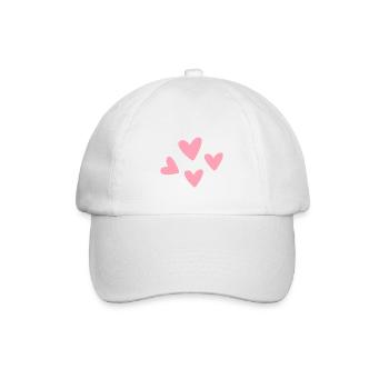 Rosa Herzen - Baseballkappe - Weiß/Weiß - Vorne