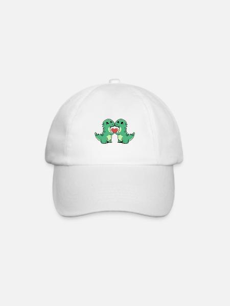 Dinosaurier brontosaurus Paar Herz - Baseballkappe - Weiß/Weiß