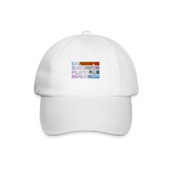 Pilates Eat Sleep Pilates Repeat Geschenk - Baseballkappe - Weiß/Weiß - Vorne
