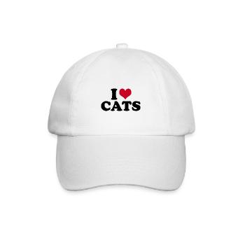 I Love Cats Katzen Katze - Baseballkappe - Weiß/Weiß - Vorne