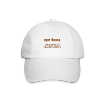 Ich bin Pädagogin - ich rette die Welt - Baseballkappe - Weiß/Weiß - Vorne