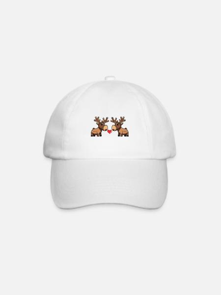 Elch Paar Herz - Baseballkappe - Weiß/Weiß