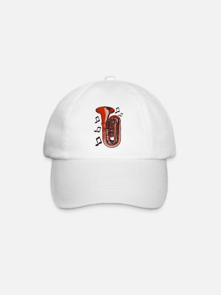 Tuba Noten orange - Baseballkappe - Weiß/Weiß