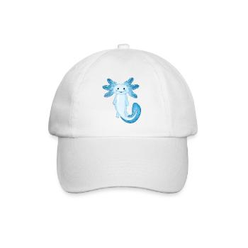 Süßer blauer Axolotl, der in einem Ozean schwimmt - Baseballkappe - Weiß/Weiß - Vorne
