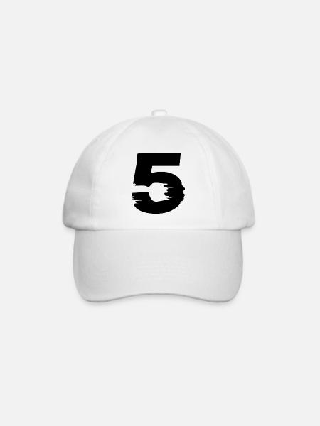 5 Zahl - Baseballkappe - Weiß/Weiß