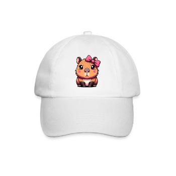 Süßes Capybara Rosa Schleife Capybara - Baseballkappe - Weiß/Weiß - Vorne