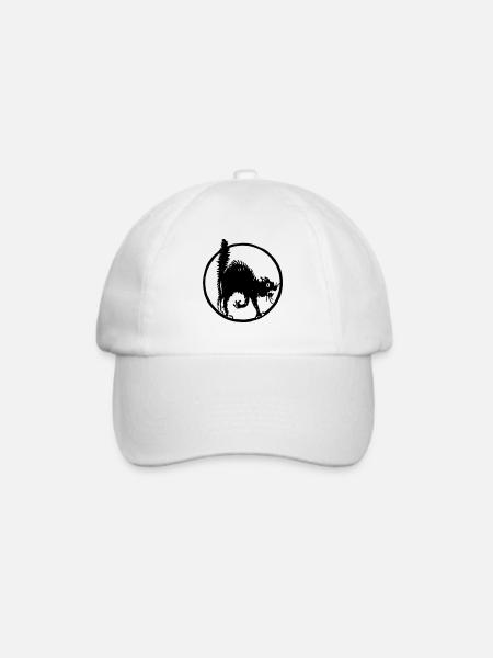 Halloween Cat / Schwarze Katze - Baseballkappe - Weiß/Weiß