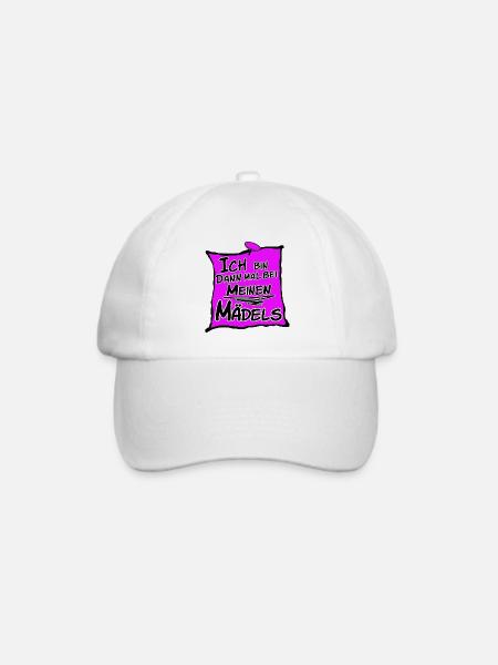 Ich bin bei meinen Mädels - Baseballkappe - Weiß/Weiß