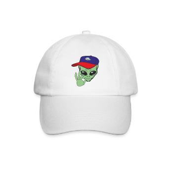 Alien Außerirdische - Baseballkappe - Weiß/Weiß - Vorne