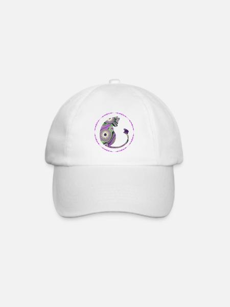katze mit elefant e 239 - Baseballkappe - Weiß/Weiß