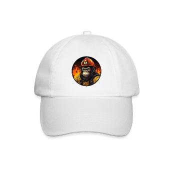 Feuerwehr Affe - Baseballkappe - Weiß/Weiß - Vorne