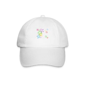 bunte Sterne - Baseballkappe - Weiß/Weiß - Vorne
