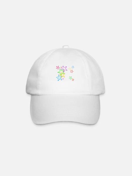 bunte Sterne - Baseballkappe - Weiß/Weiß