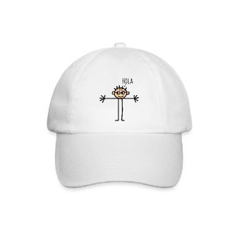 Kinderbild Strichmännchen Gruß Spanisch Hola Hallo - Baseballkappe - Weiß/Weiß - Vorne