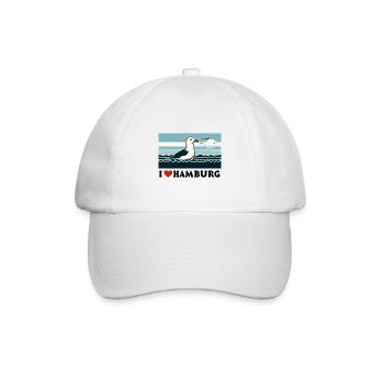 Nordsee Moin Möwe I LOVE Hamburg Hansestadt Liebe - Baseballkappe - Weiß/Weiß - Vorne