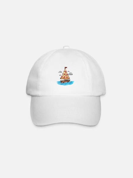 Ahoi Meer Segelboot Boot mit Salami Pizza Segel - Baseballkappe - Weiß/Weiß