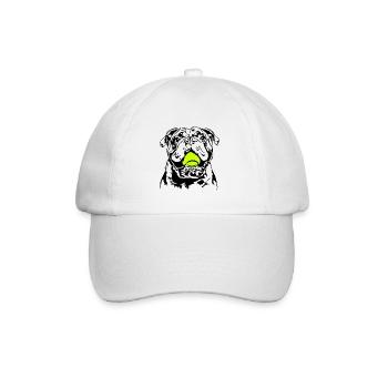 Bulldogge Ball Balljunkie Hunde Wilsigns - Baseballkappe - Weiß/Weiß - Vorne