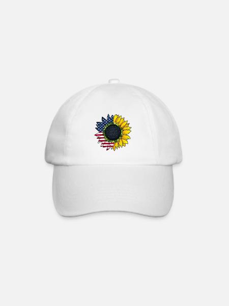 Amerikanische Sonnenblume - Baseballkappe - Weiß/Weiß