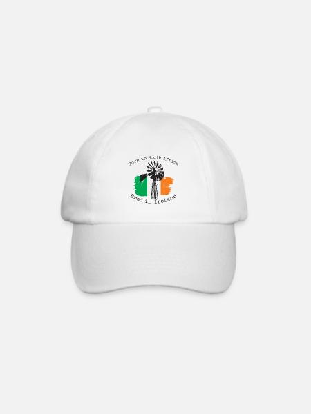 Geboren in Südafrika - aufgewachsen in Irland - Baseballkappe - Weiß/Weiß