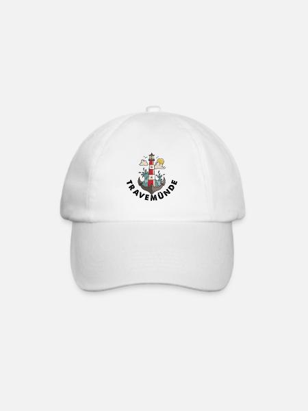 Travemünde Ostsee - Moin Leuchtturm Anker - Baseballkappe - Weiß/Weiß